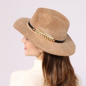 Leaf Corduroy Fedora Hat Brown